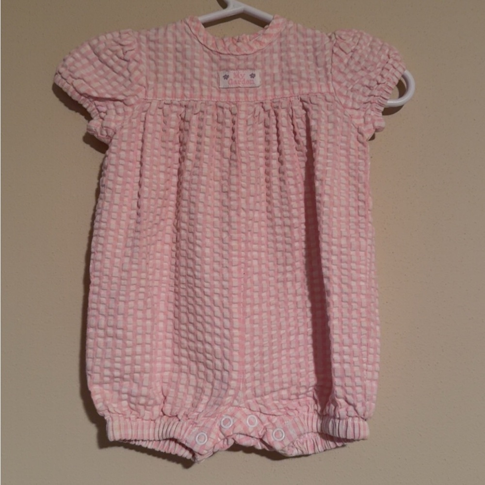 Vintage Cherokee Pink Gingham Bubble Romper, 3 months